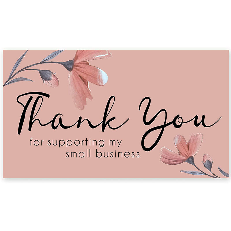 10-30Pcs Dank U Voor Ondersteunende Mijn Kleine Visitekaartjes Premium Peachy Blush Ontwerp Met Verhoogde Bloemen