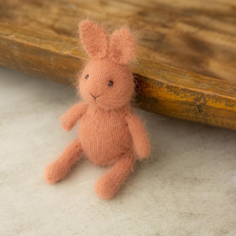 Alat peraga fotografi baru lahir, boneka kelinci rajutan hewan kelinci lucu Aksesori pemotretan foto bayi