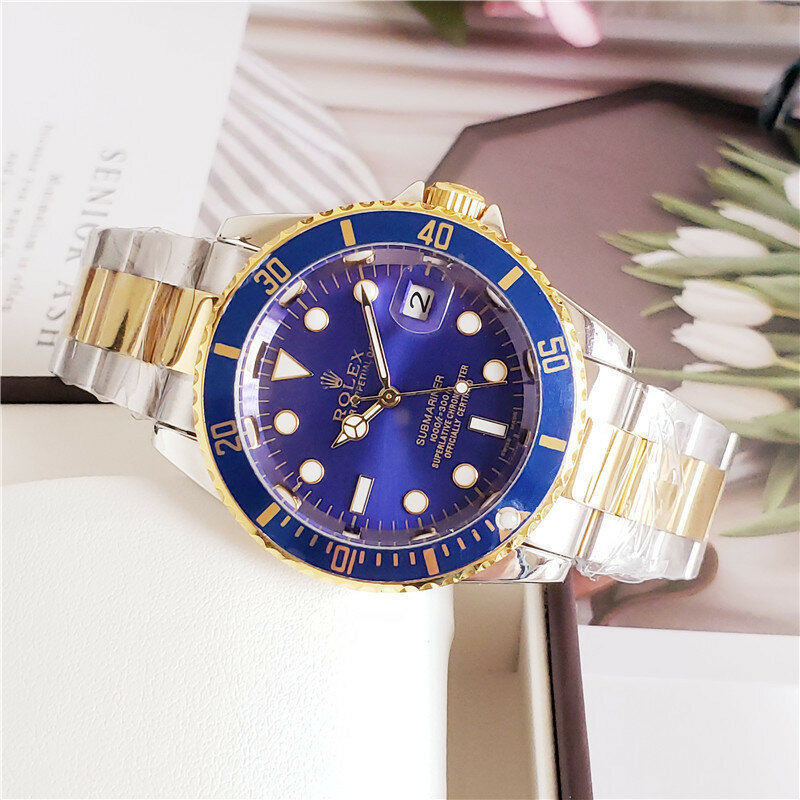 Часы наручные Rolex автоматические мужские, модные брендовые водонепроницаемые с кожаным ремешком, скелетоны, 24