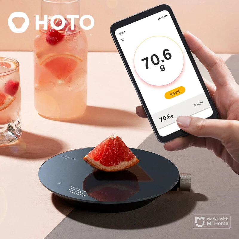 HOTO – Balance électronique de cuisine intelligente à affichage numérique, outil de mesure mécanique de pesage des aliments avec application Bluetooth, avec écran LED