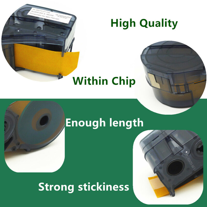 Fabricante de etiquetas de vinilo, impresora de cartucho de cinta de película de M21-750-427 (19,1mm x 4,27 m), paneles de Control, paneles eléctricos, etiquetas de dacom, 10 ~ 20PK