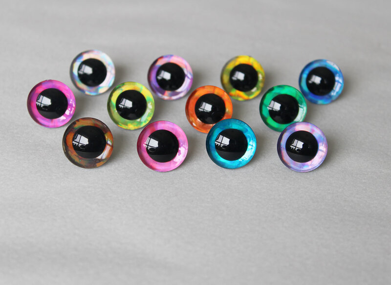 Ojos de juguete trapezoidales 3D para CRAFT--D12, 12 tipos de colores, 9mm, 14mm, 16mm, 18mm, 20mm, 25mm, 30mm, 35mm, 20 unidades