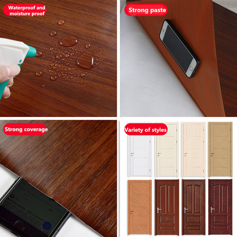 Kaufen Zwei PCS Erhalten 30% Off White Holzmaserung Aufkleber Selbst Klebe PVC Tapete Hause Tür Dekoration Möbel DIY Renovierung aufkleber