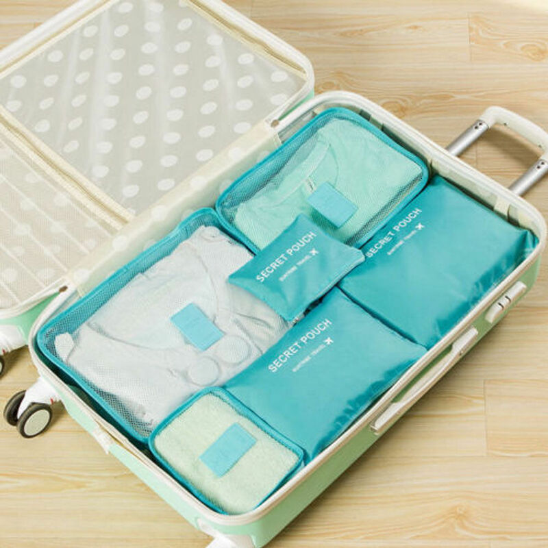 6Pcs 여행 의류 보관 방수 가방 휴대용 수하물 주최자 포장 큐브 현지 주식