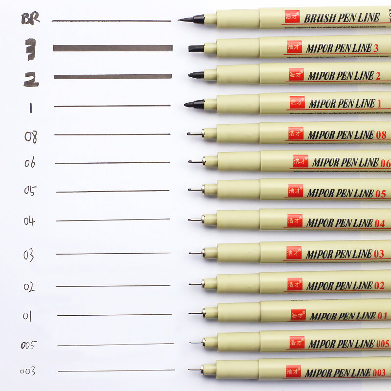 Rotuladores de tinta de Micron, bolígrafos de punta diferente, Fineliner negro, 0,05, 0,1, 0,2, 0,3, 0,4, 0,5, 0,6, 0,8, 01, 02, 03