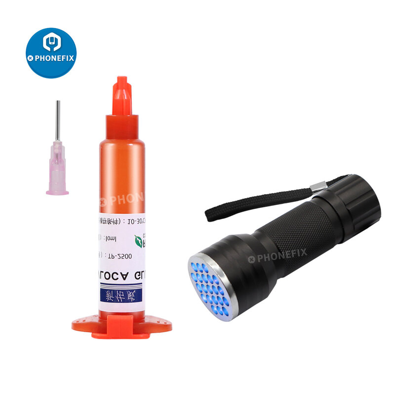 Tp-2500 UV Colle LOCA Liquide Optique Clair Adhésif 5ml 10ml avec UV Coupe Lumière Tournevis Ensemble pour Téléphone verre Écran Réparation