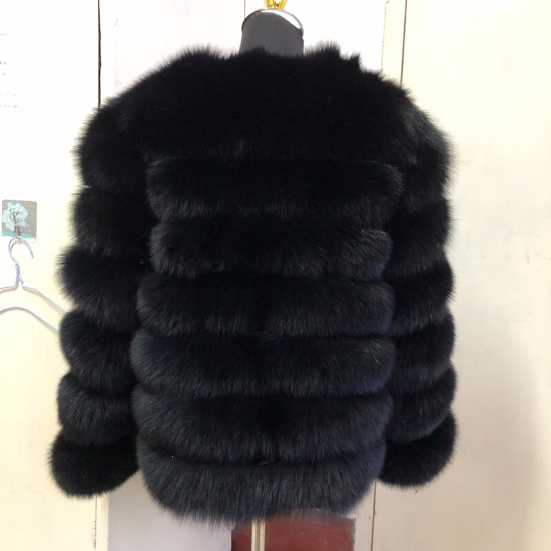 Casaco de pele de raposa natural casaco de pele de inverno quente das mulheres casaco de pele real 70cm comprimento de alta qualidade casaco de pele de gilet