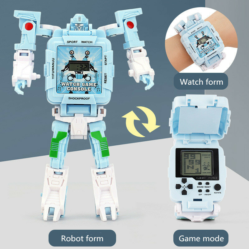 Jam Tangan Game Keren Dapat Berubah Bentuk, Jam Tangan Robot Dapat Berubah, Jam Tangan Mainan Anak Laki-laki dan Perempuan Taman Kanak-kanak