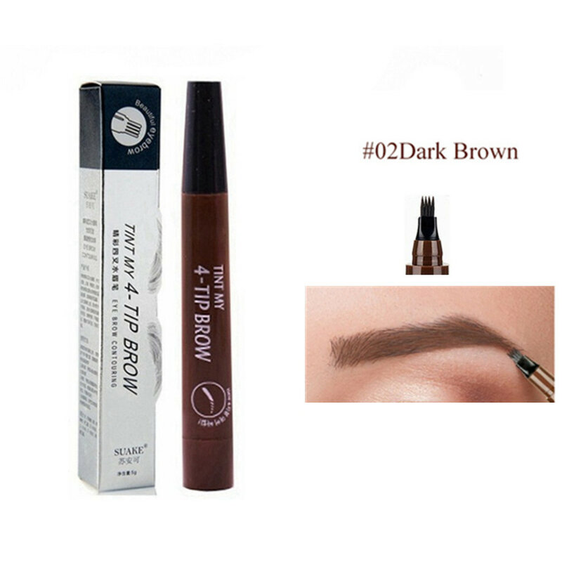 4D Microblading Eyebrow ปากกา4ส้อมเคล็ดลับคิ้ว Tattoo ดินสอ Long Lasting Fine Sketch Liquid Eye Make Up