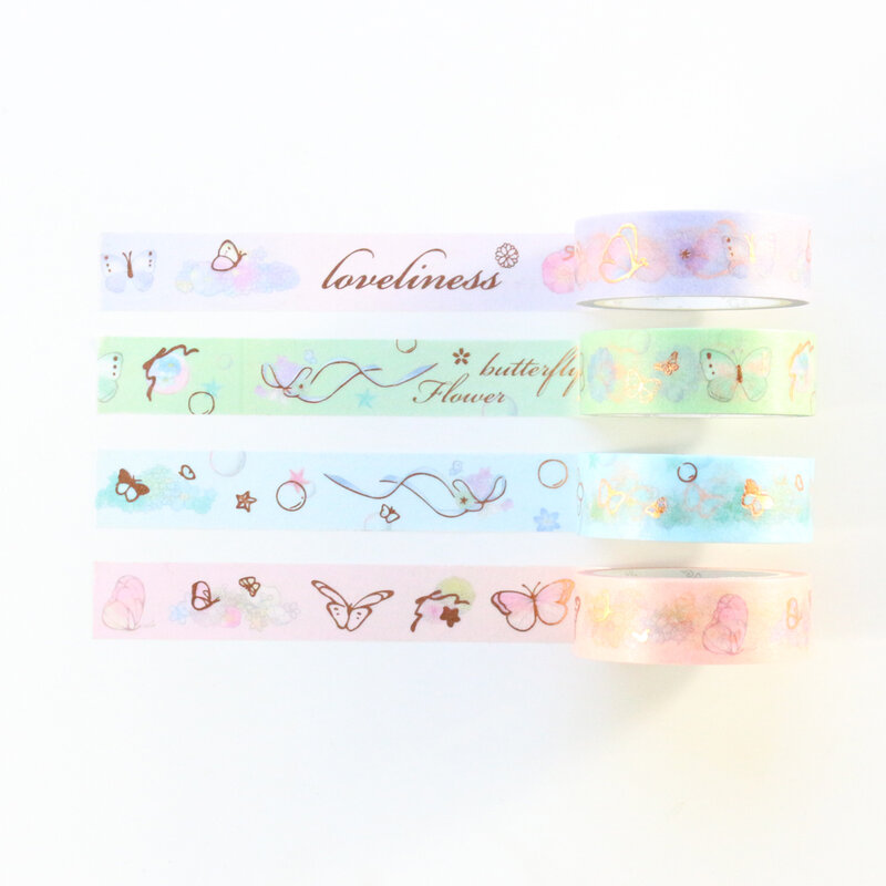 Domikee cute kawaii Korean decorative butterfly gold foil washi tape school student kids diary journal masking tape stationery