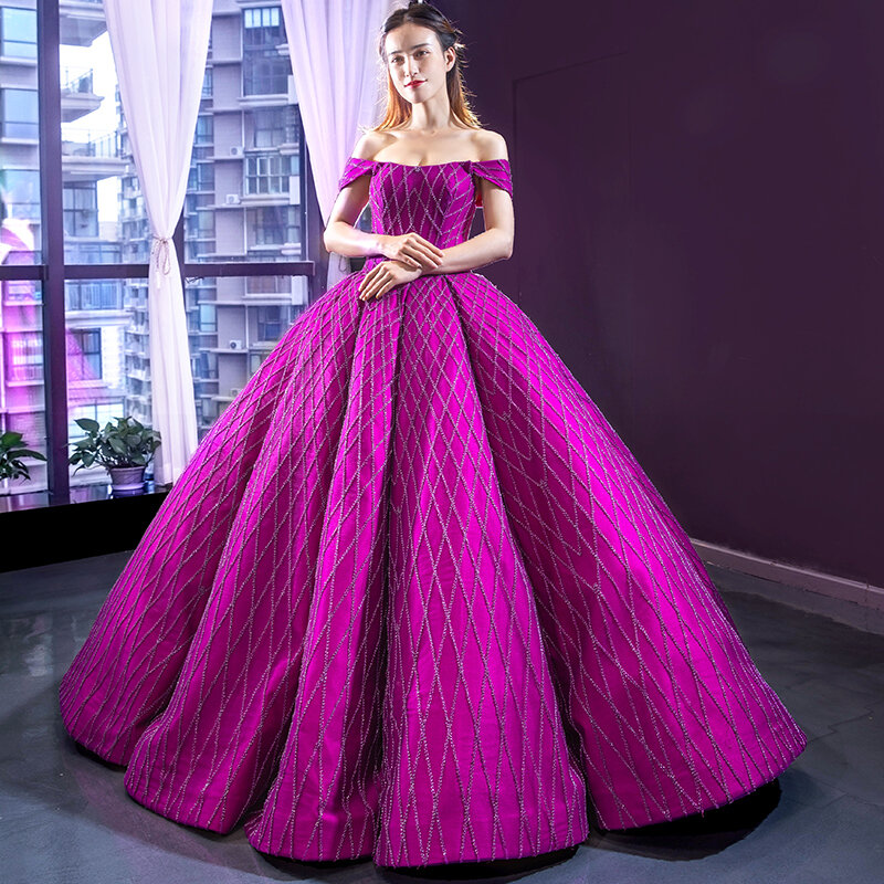 Purple Floor Length Evening Gowns Elegant Formal Sequins Long Satin Celebrity Prom Dresses Maternity Abiti Da Cerimonia Sukienki