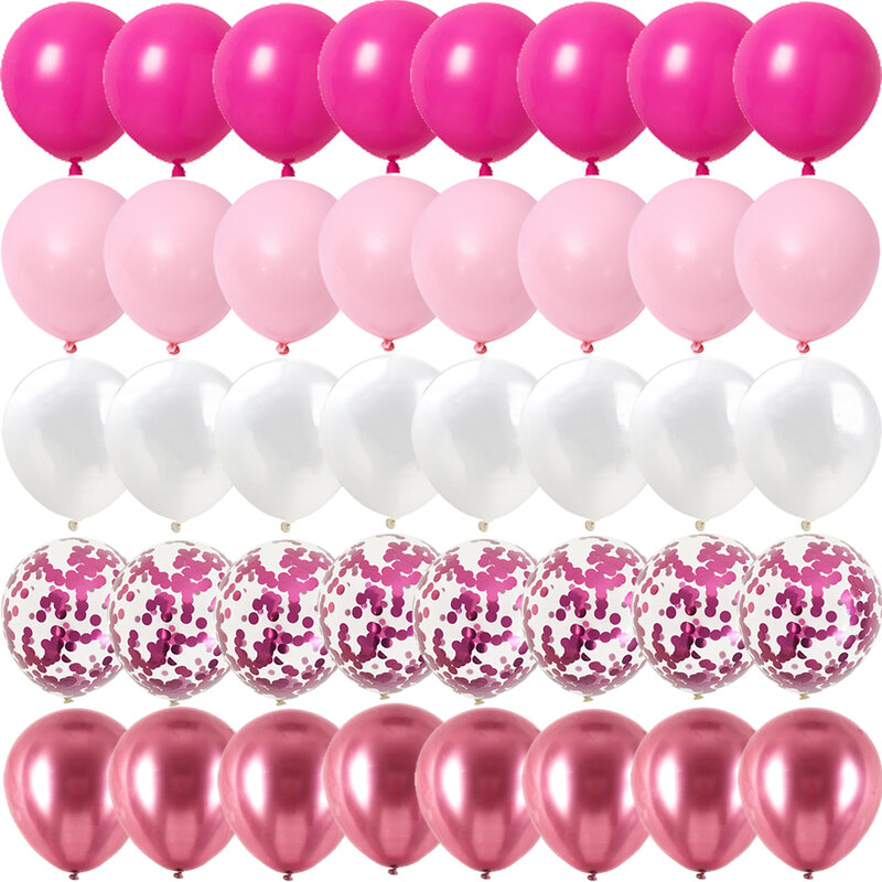 Rose Pink Metal Latex Confetti Confetti Balloons Wedding Decorations Matte Globos New Year Birthday Party Decorations