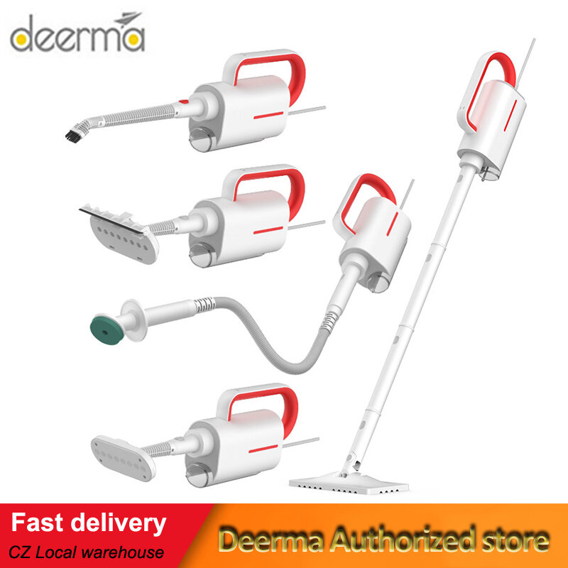 Original Deerma ZQ610 Limpiador de vapor mopa de vapor esterilización antivirus trapeador eléctrico de mano con 5 cabezales de cepillo