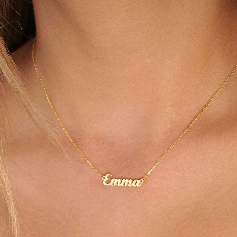 Ожерелье Эмма на заказ именное из нержавеющей стали кулон ожерелье подарок на день рождения Рождественский подарок для мамы