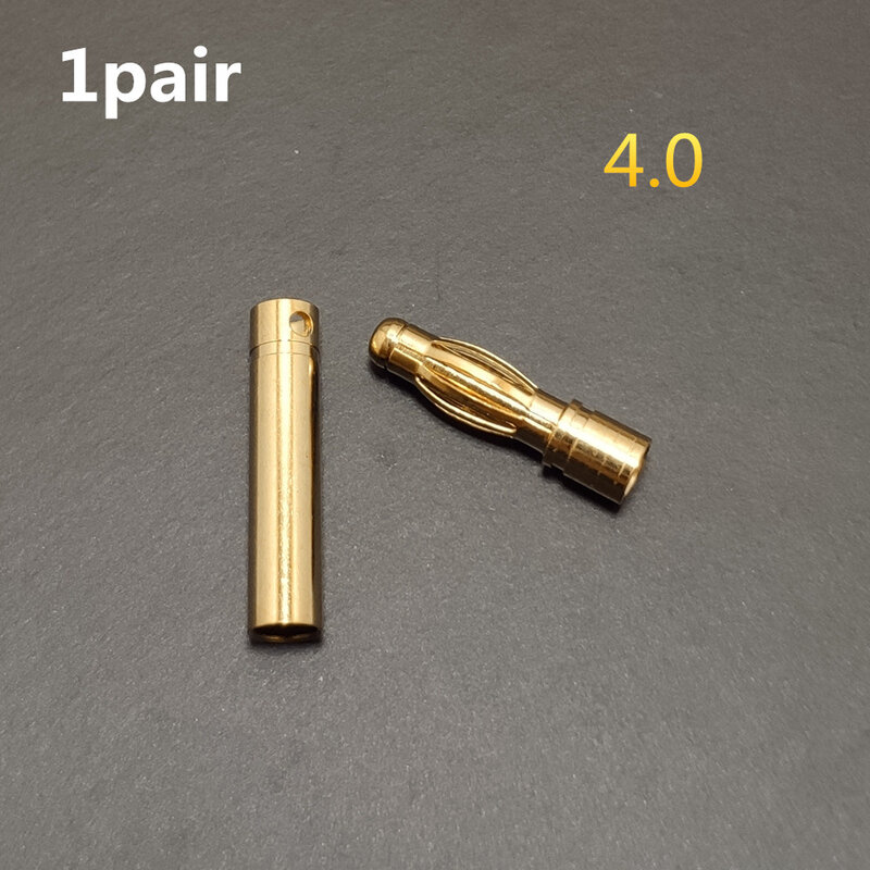 Connecteur mâle et femelle de prise de balle en or de 4.0mm pour moteur de batterie Lipo de voiture RC, quadricoptère, avion, ESC