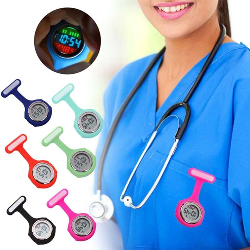 Mini reloj de bolsillo de enfermera para mujer, relojes Fob redondos de Clip, pantalla de 6 dígitos, Dial Fob, broche, Pin colgante, reloj eléctrico, nuevo, 1Pc