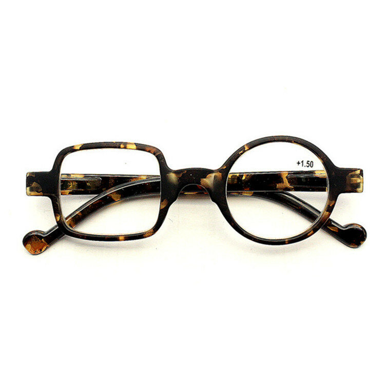 Leopard Asymmetric Cute Men Women Reading Glasses Resin Lenses Hyperopia Frame Eyewear Diopter 0 +1.0+1.50+2.0+2.5~+3.5