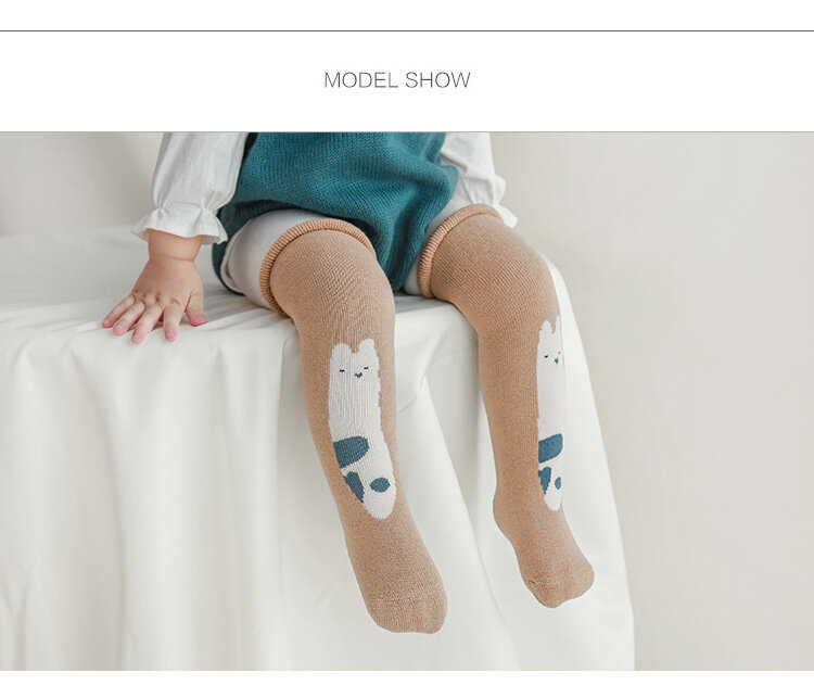 Crianças recém-nascidos puro algodão meias grossas criança menina dos desenhos animados quente joelheiras longo macio meias do bebê crianças meias