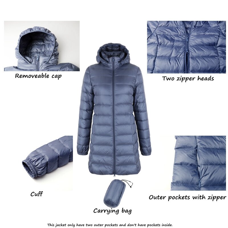 NewBang-abrigo largo con capucha para mujer, chaqueta de plumón desmontable, ultraligera, cálida, de invierno, 8XL, 7XL