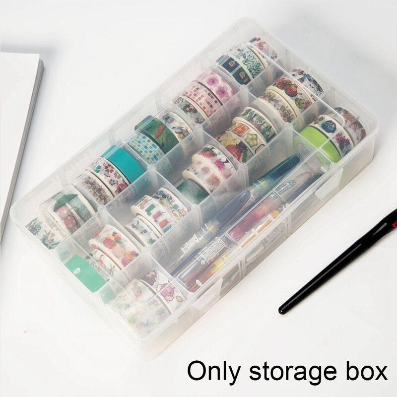 15 rejillas organizadoras artesanales suministros de arte desmontables Washi Tape DIY plástico aprendizaje Oficina papelería regalo transparente caja de almacenamiento