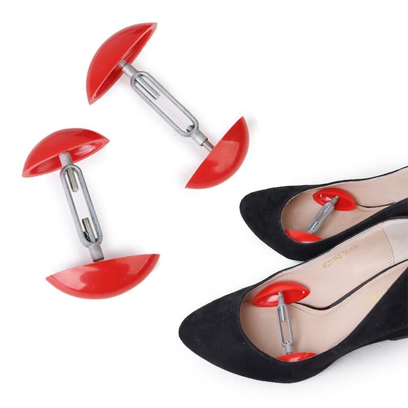 1 par de mini sapato árvore maca shaper extensores de largura ajustável para homens das mulheres sapatos expansor suporte pacote vermelho de 2