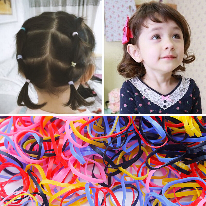 1000Pcs/Pack 2022 New Colorful Cute Girls Child Candy Colors Elastic Rubber Band Scrunchie Ponytail Hair Accessories Headwear