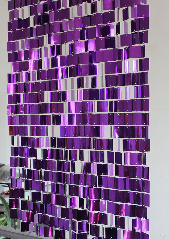 Cortinas de lentejuelas reflectantes de plástico púrpura para puerta de habitación de niños, adornos decorativos de dibujos animados, arreglo de exhibición de ventana de tienda, 5m