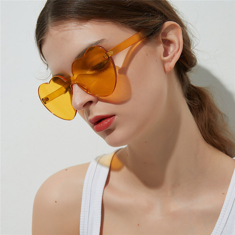 Бесплатная доставка, 2023, солнцезащитные очки конфетных цветов в форме сердца, индивидуальные очки для океана, солнцезащитные очки