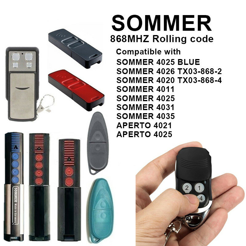 SOMMER-mando a distancia para puerta de garaje, llavero transmisor de 4020 MHz, 868 TX03-868-4, 026 TX03-868-2
