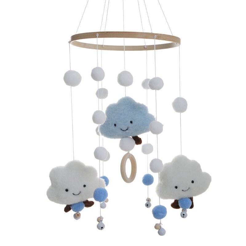 Neuheit Baby Bett Glocke Rotierenden Hängen Ornament Sensorischen Dekoration Spielzeug Hairball Wolken Windspiele Rassel Anhänger Geschenk