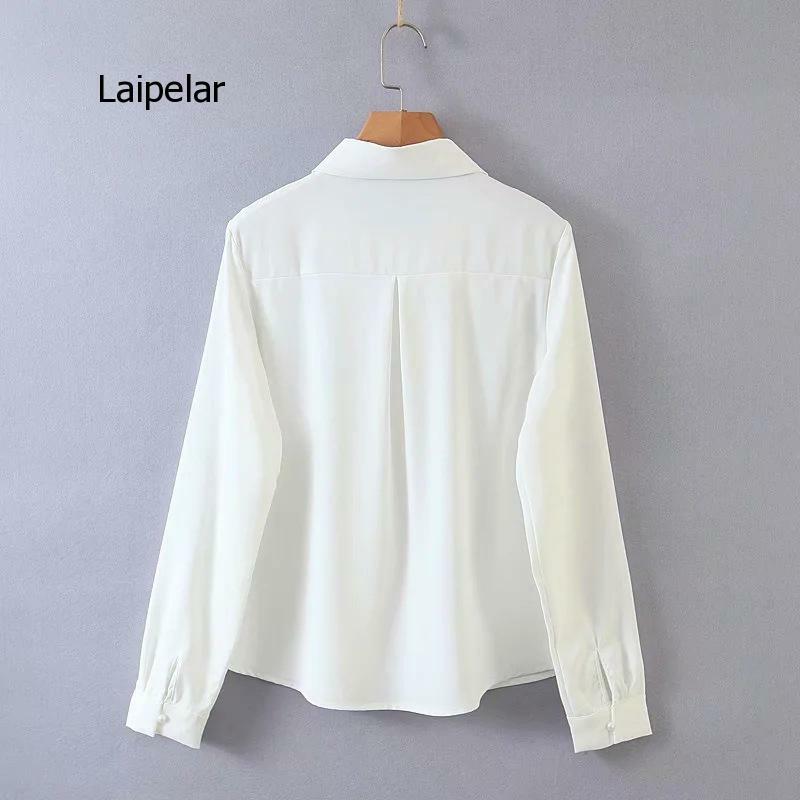 Elegant Turtleneck Blouse Long Sleeve White Shirt Office Ladies Top Casual Solid Single-Breasted Puff Sleeve Womens Blouses 2021