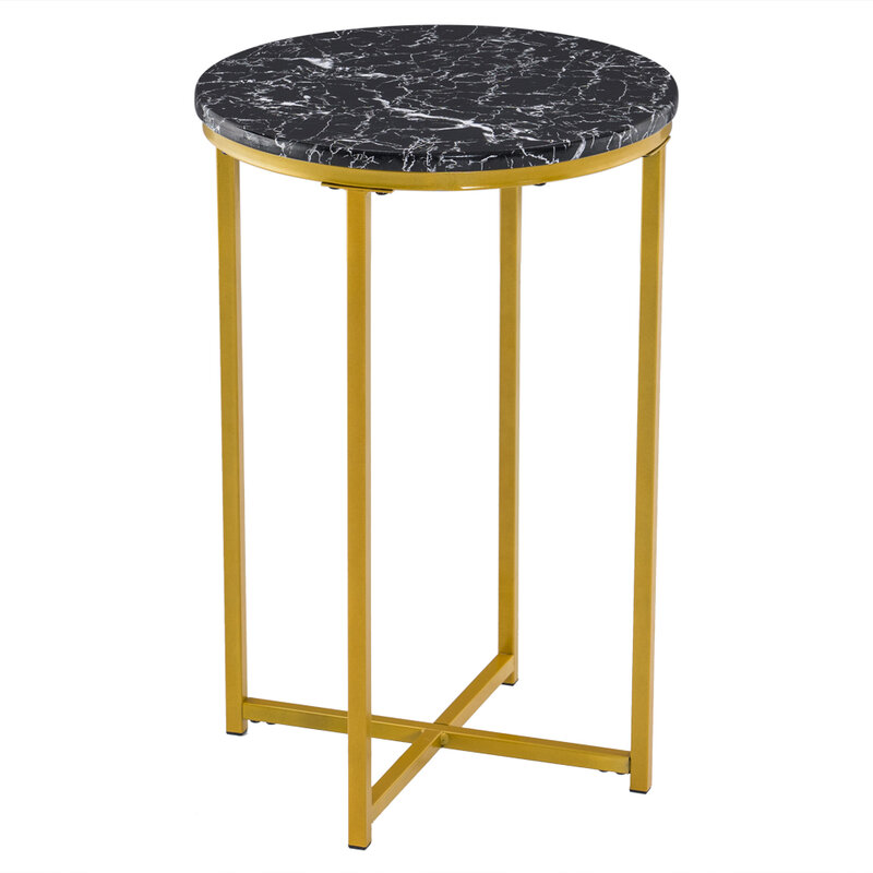 Table basse en marbre à bord rond, Table d'appoint, entrepôt BlackUS, 40x40x60 cm