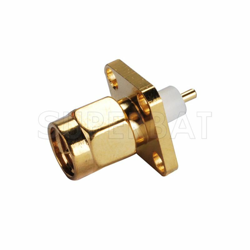 Superbat SMA 4 hole Panel Mount Male with Extended Dielectric&Solder Post RF Coaxial Connector