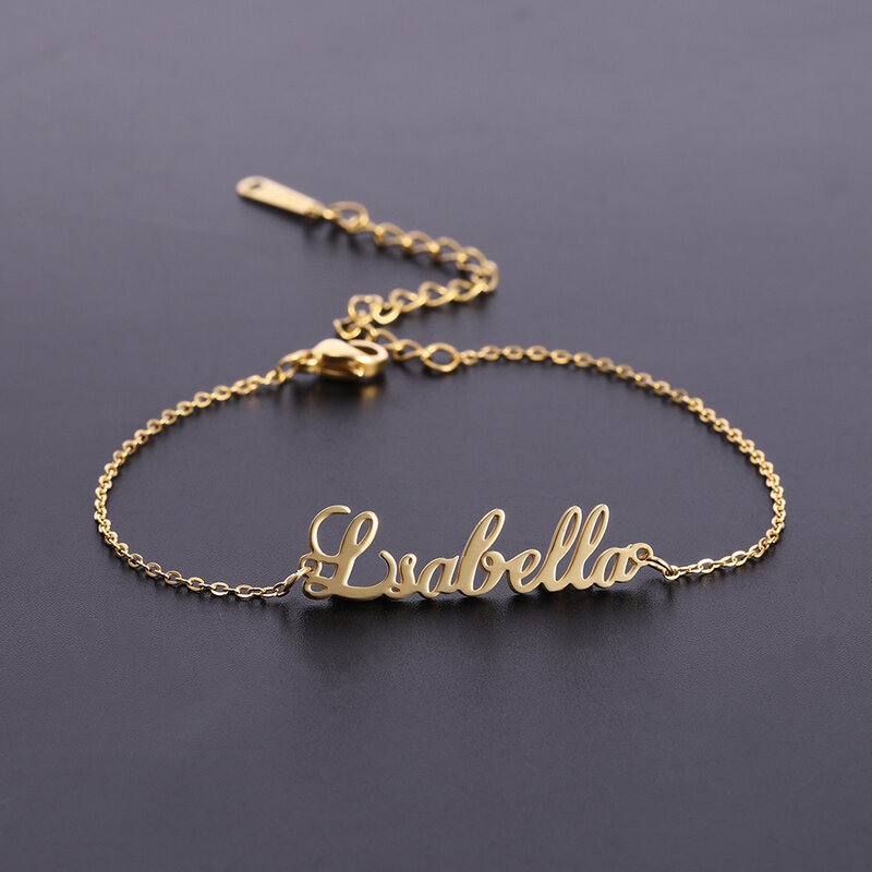 Sipuris-Bracelet de cheville en acier inoxydable avec nom personnalisé unique pour femme, bijoux personnalisés, cadeaux de personnalité, bracelet de rinçage avec lettre