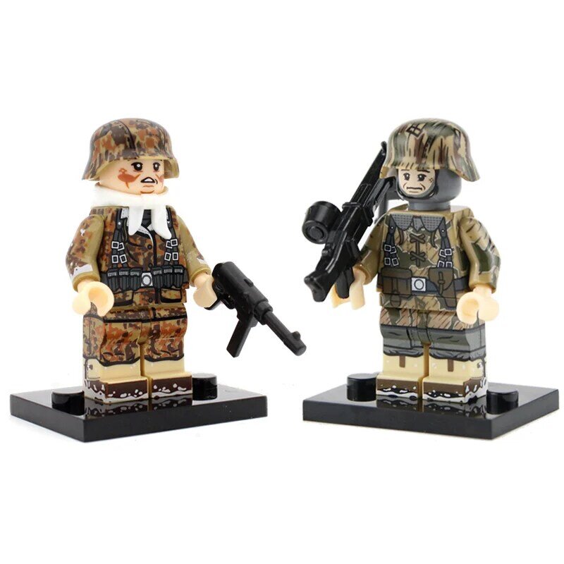 WW2 Military Army Soldier Figures Building Blocks Army Soldier M1 Sunshade net helmet Weapon Accessories Bricks Toys for Childre