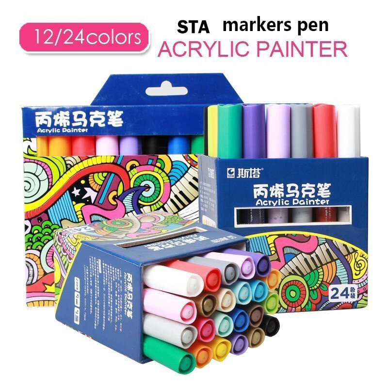 STA 1000 الإبداعية لتقوم بها بنفسك الاكريليك الرسام المياه القائمة على صبغ الحبر 28 الألوان المتاحة أقلام تلوين للفن اللوحة Graffit لوازم جديد