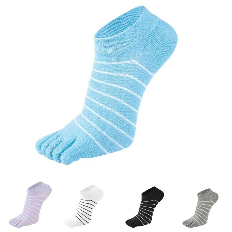 Chaussettes en coton à cinq doigts pour femmes, rayé, coloré, cheville, bateau, chaussettes sans spectacle, avec orteils, nouveauté, offre spéciale
