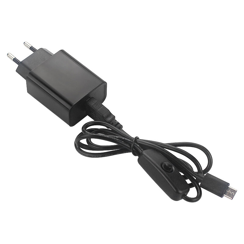Raspberry Pi 4 fuente de alimentación, adaptador de corriente de 5V, 3A, UE, EE. UU., Reino Unido SU, Cable USB tipo C con interruptor de encendido/apagado para Pi 4 Orange Pi 3 4 LTS