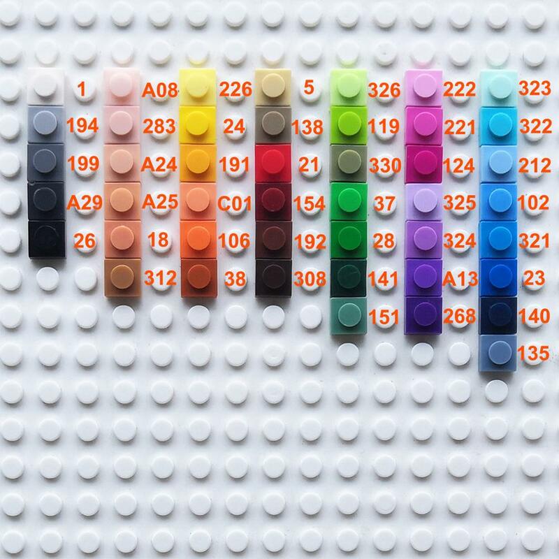 100 Buah/Banyak Mainan Pendidikan Blok Plastik Aksesori 1X1 Piring 45 Warna Pixel Art DIY Mainan untuk Anak-anak Natal Hadiah