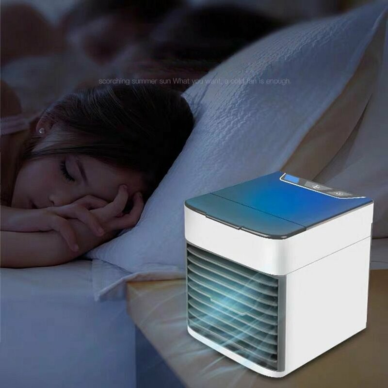 Mini Air Conditioner Portable Air Cooler Personal Space Air Cooling USB Rechargeable Air Conditioning Light Desk Fan Air Cooler