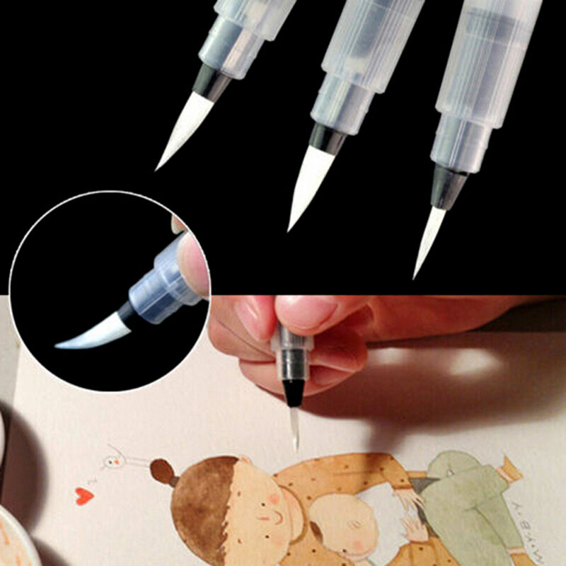 6 Pcs Water Color Gouache Brush Paint Brush Different Shape Round Pointed Tip for Drawing Painting Art Supplies Refillable