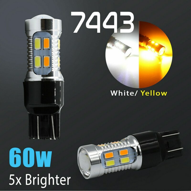 Luces LED intermitentes delanteras para coche, Bombilla de doble color, 7443/1157, de alta calidad, 2 piezas