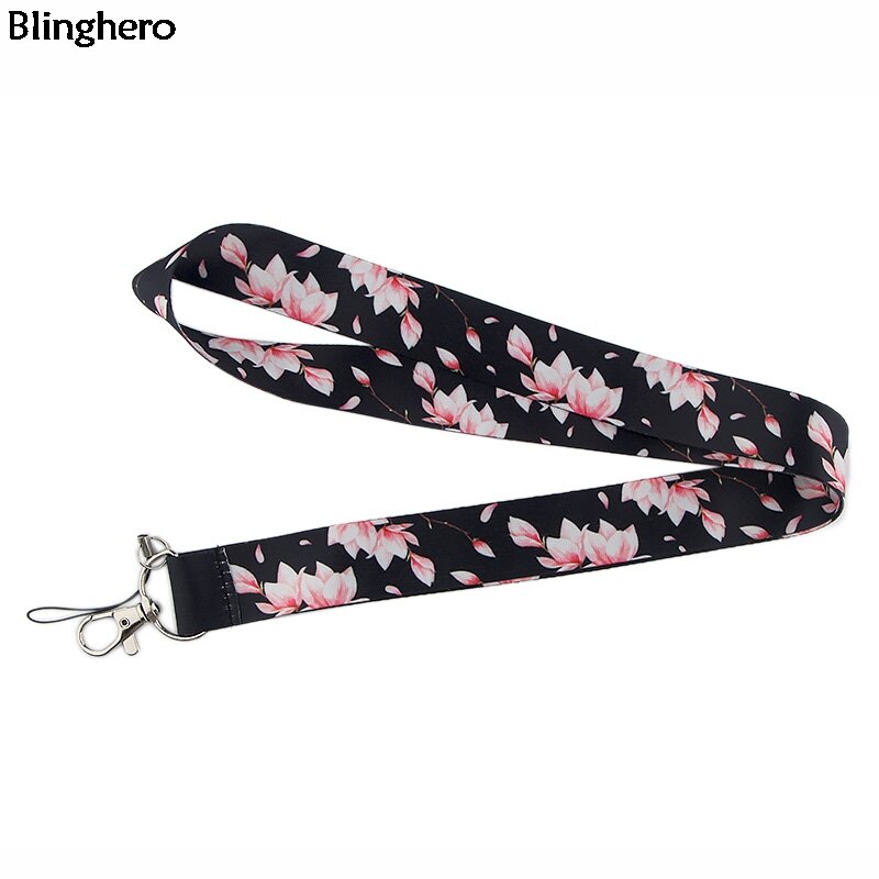 Cordón de Sakura Blinghero para llaves flores de cerezo fresco soporte de teléfono correas de cuello con teclas de impresión de flores DIY con cuerda para colgar BH0168