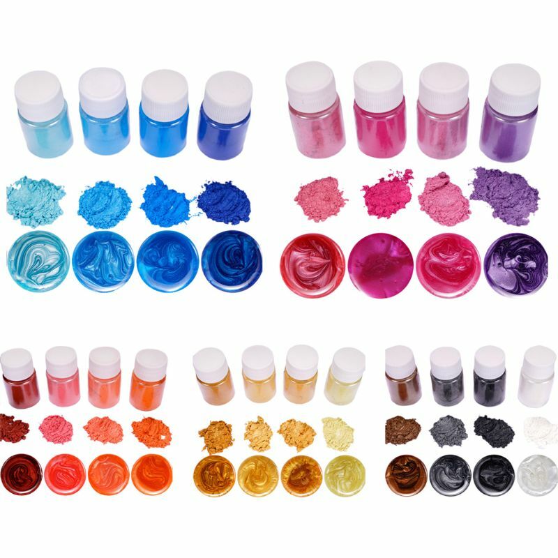 Juego de 4 unids/set de resina de colores mezclados para hacer joyas, polvo brillante para manualidades, pigmento luminoso, Material epoxi de cristal