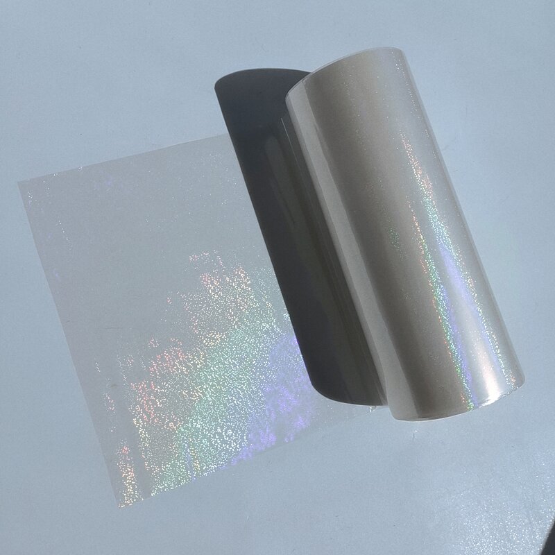 Folha de carimbo quente transparente lisa holográfica no papel ou na caixa plástica, caixa do pacote de DIY, 21cm x 120m pelo lote