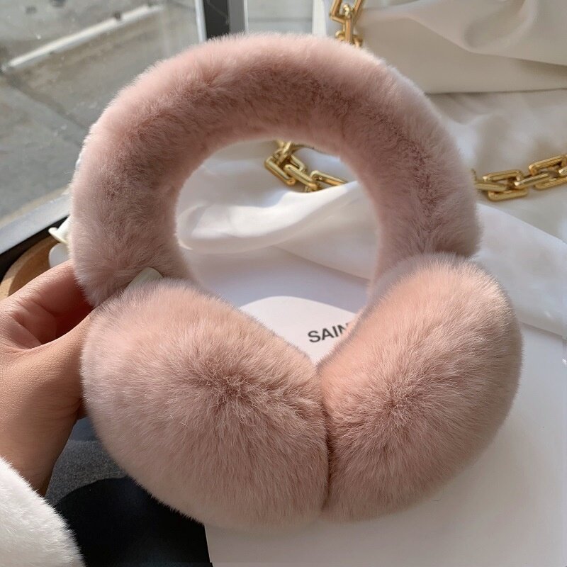 여성용 진짜 토끼 모피 귀여운 헤드폰, 따뜻한 귀 워머 머리띠, 2022 귀 붕대, 겨울 모피
