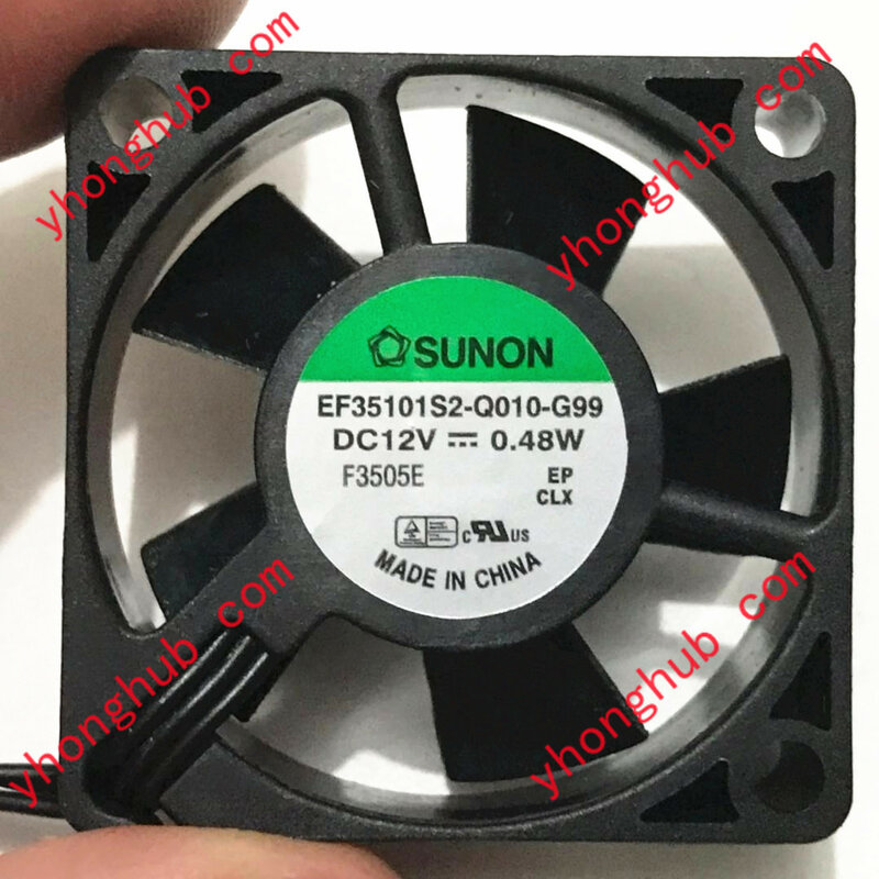 SUNON EF35101S2-Q010-G99 DC 12V 0.48W 3-Wire 35X35X10Mm Server Kipas Pendingin
