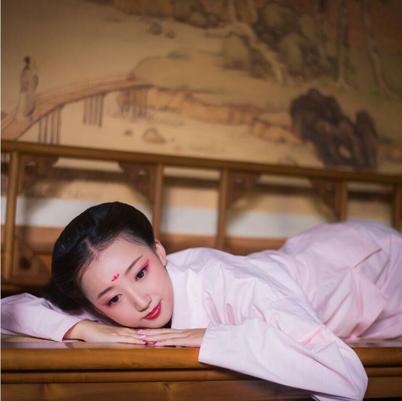 Ropa interior cómoda de algodón para mujer, pijama hanfu tradicional chino, chaqueta + Pantalones