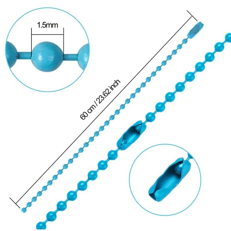 10 Stuks Kleurrijke Ball Bead Chains Voor Diy Ketting Sieraden Maken Bevindingen 1.5Mm Kralen Bal Ketting Met Connector 68Cm