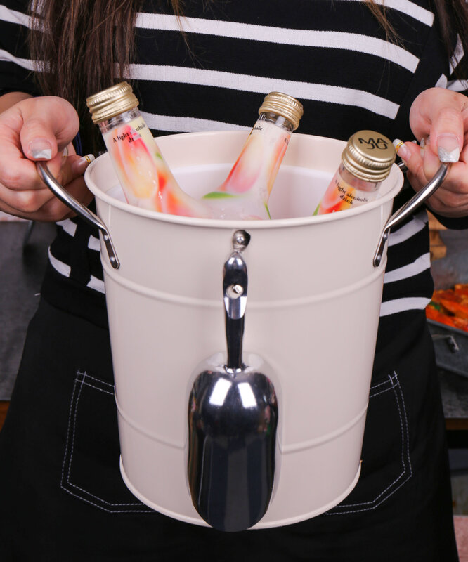 Galvanized Iron Round Ice Bucket Carrying Hotel Bar Champagne Wine Stainless Steel Beer Bottle Bucket